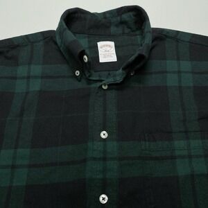 Brooks Brothers 346 Shirt L Mens L/S Button Down Regular Green Plaid Grunge